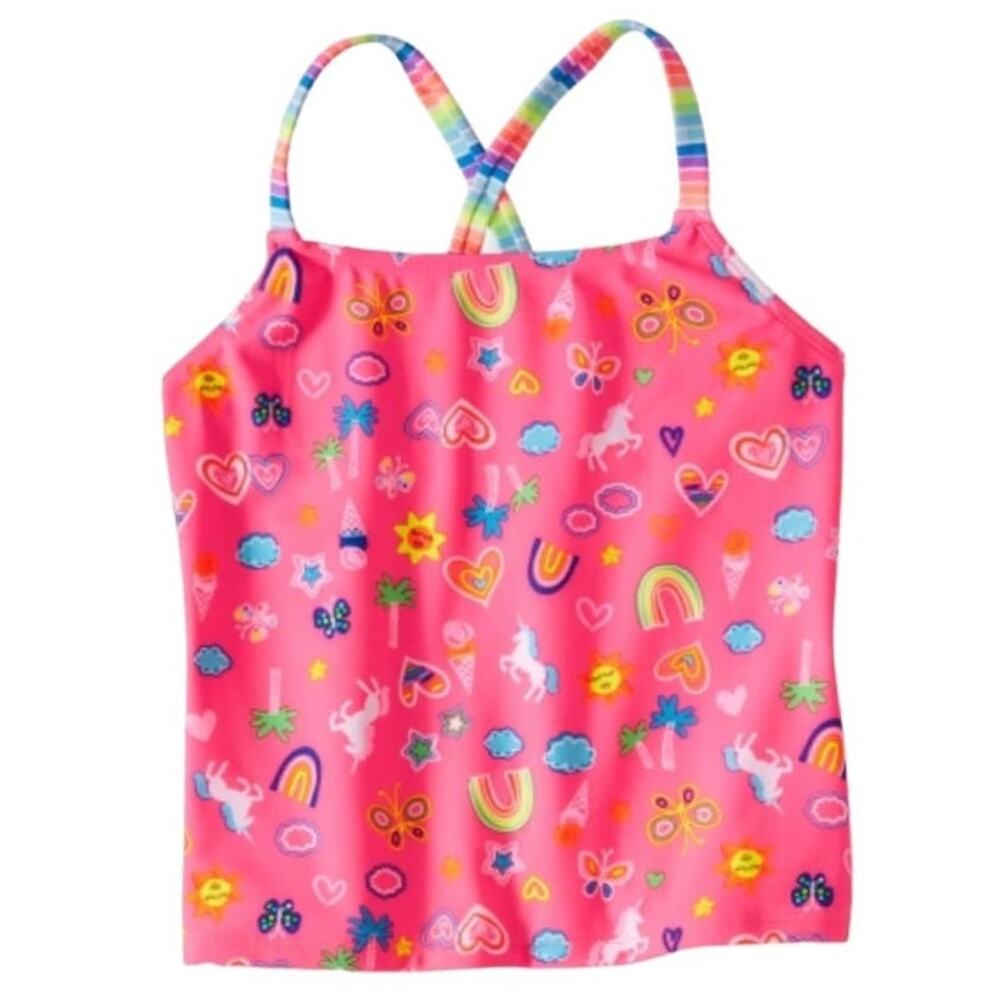 NWT ~ WONDER NATION Cross-back Tankini Swimsuit Top ~ Girls Size LARGE 10 / 12